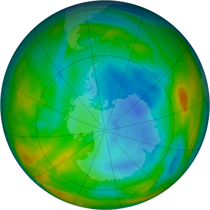Antarctic ozone map for 07 July 2007